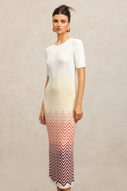 Viney Round Neck Short Sleeves Midi Dress